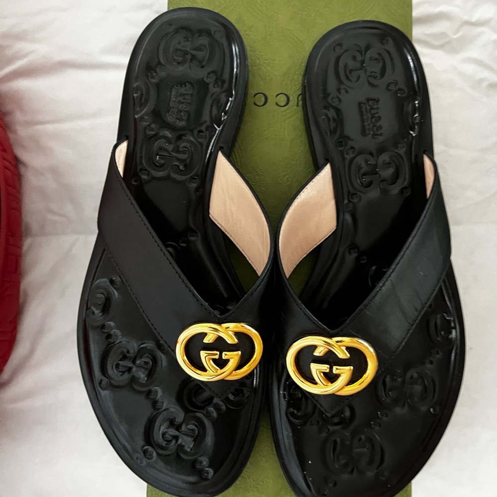Gucci Black and Gold Women's Sandals
